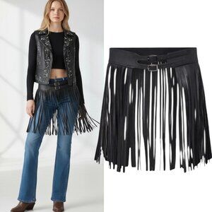 NWT AVURE Festival Girl Faux Leather Fringe Belt Sz M Cowgirl Western Goth